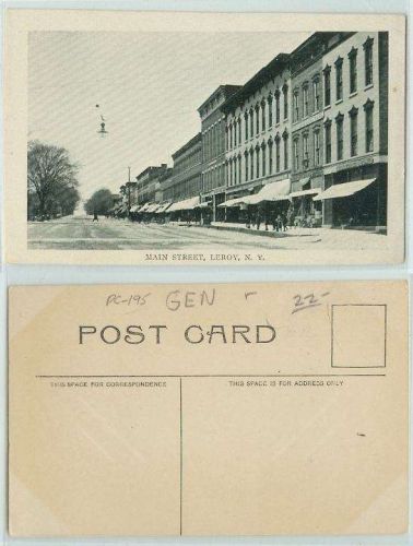 New York Leroy Main St Snow Covered Unpaved Road w/Old Buildings and Horse~195