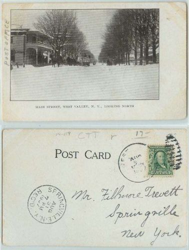 New York West Valley Main St. Looking North Snow covered Street Scene View~119