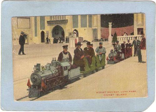 New York Coney Island Amusement Park Postcard Luna Park Midget Railway top~422