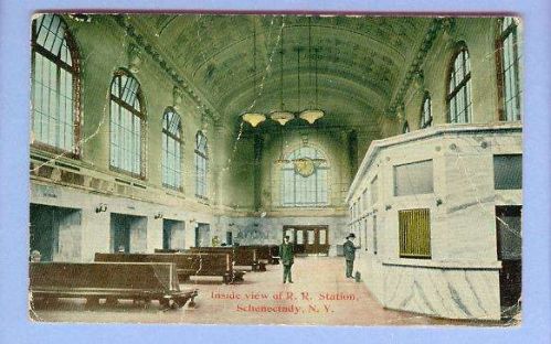 New York Rochester Inside View Of RR Station Interior View Large Waiting R~226