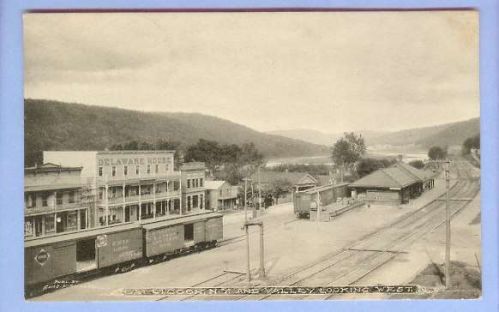 New York Callicoon Town & Valley Looking West Black & White View RR Tracks~214
