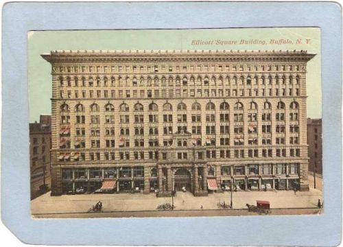 New York Buffalo Ellicott Square Building Street Scene w/Horse & Wagon Bic~2715