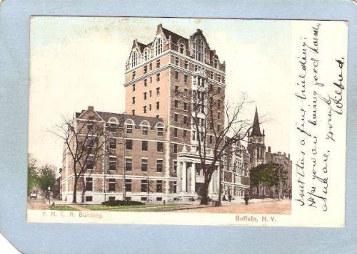 New York Buffalo Y M C A Building Street Scene Undivided Back ny_box4X1~2753