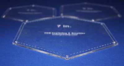 3 Piece Set Quilt Hexagons 1/8" Templates 5", 6", 7" w/ guide holes