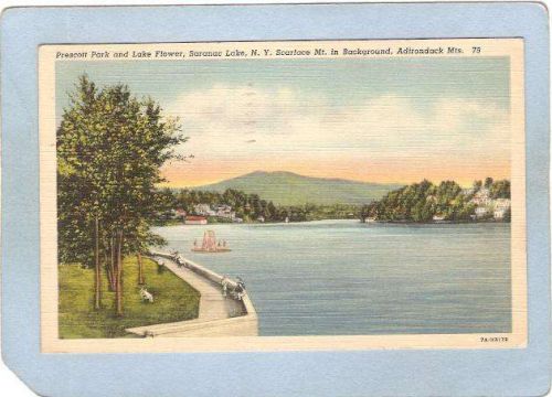 New York Saranac Lake Prescott Park & Lake Flower ny_box5~1936