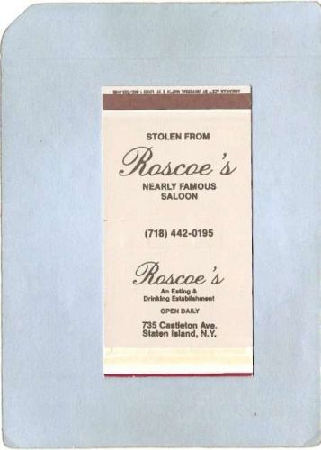 New York Staten Island Matchbox Stolen From Roscoe's Nearly Famous Saloon ~85
