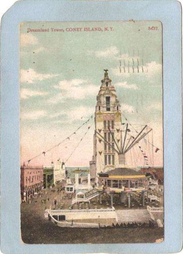 New York Coney Island Amusement Park Postcard Dreamland Tower top_box1~405