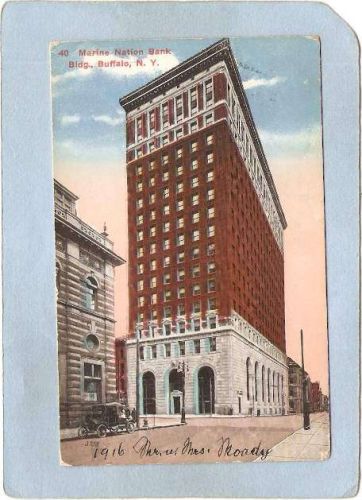 New York Buffalo Marine Nation Bank Bldg Street Scene Intersection w/Old C~2712