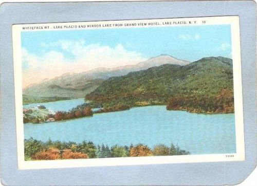 New York Lake Placid Whiteface Mt Lake Placid & Mirror Lake From Grand Vie~1716