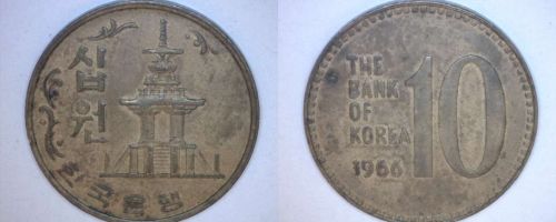 1966 South Korean 10 Won World Coin - South Korea