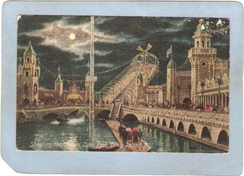 New York Coney Island Amusement Park Postcard Luna Park Shooting The Chute~455