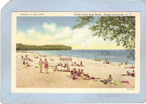 New York Angola-On-The-Beach Bathing In Lake Erie Evans Town Park Beach ny~2355