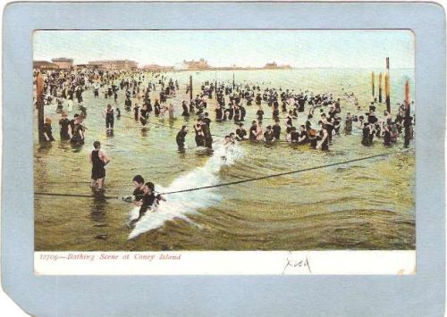 New York Coney Island Amusement Park Postcard Bathing Scene At Coney Islan~343