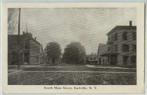 New York Earlville South Main St Intersection Unpaved Road Old Buildings~232