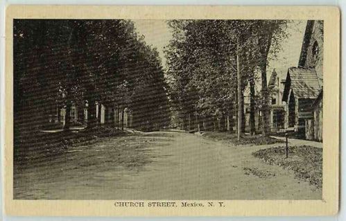 New York Mexico Church St Tree Lined Unpaved Road w/Old Houses~287