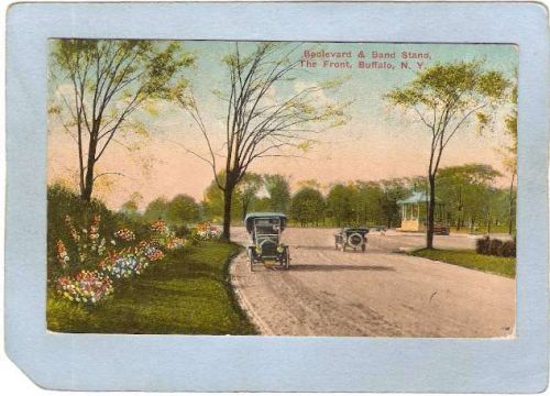 New York Buffalo Boulevard & Band Stand The Front Street Scene w/Old Cars ~2783