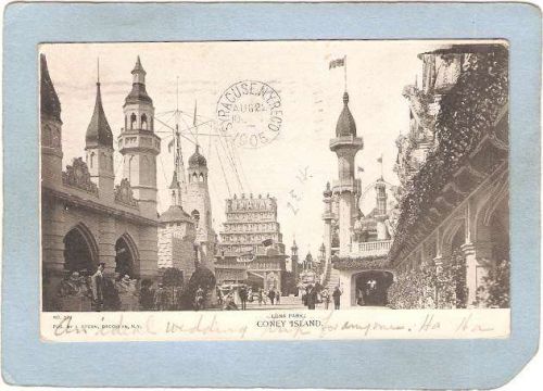New York Coney Island Amusement Park Postcard Luna Park Coney Island Undiv~448