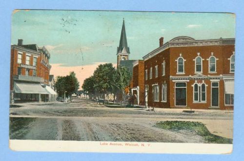 New York Wolcott -Lake Ave Intersection Unpaved Road w/Old Buildings and H~409