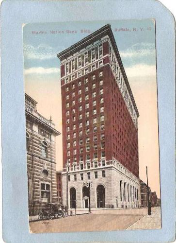 New York Buffalo Marine Nation Bank Bldg Street Scene Intersection w/Old C~2714