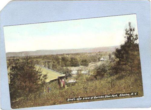 New York Elmira Birds Eye View Of Roricks Glen Park w/Amusement Park Rides~989