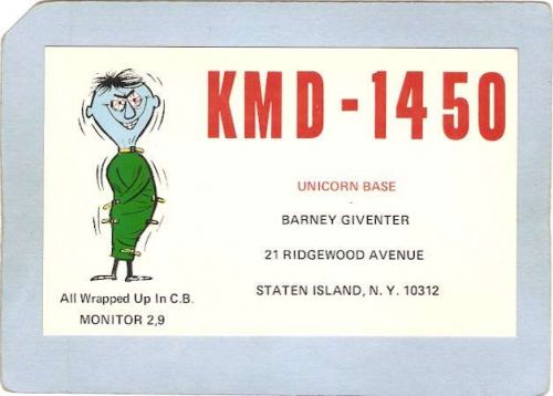 New York Staten Island OSL Card KMD-1450 Barney Giventer 21 Ridgewood Ave ~60