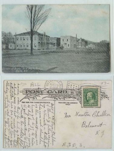 New York Scio Corner of River and Main Sts. Buildings and Horse and Wagon~106