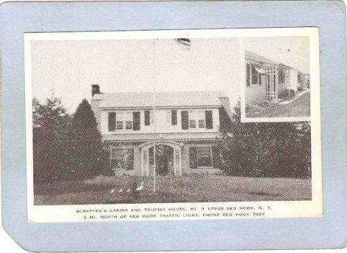 New York Upper Red Hook Schaffer's Cabins & Tourist House Rt 9 2 View w/Ve~2105