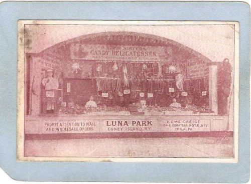 New York Coney Island Amusement Park Postcard Luna Park Bauer Sisters Deli~437