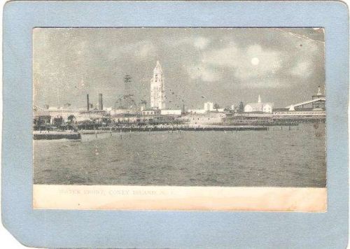 New York Coney Island Amusement Park Postcard Water Front Coney Island top~353