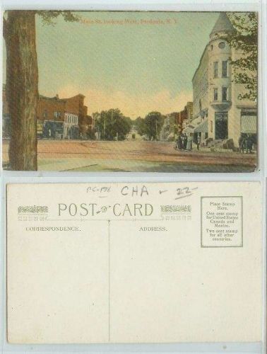 New York Fredonia Main St Looking West Trolley Car and Tracks Old Building~138