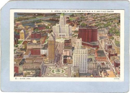 New York Buffalo Aerial View Of Downtown Buffalo N Y & Civic Center ny_box~2668