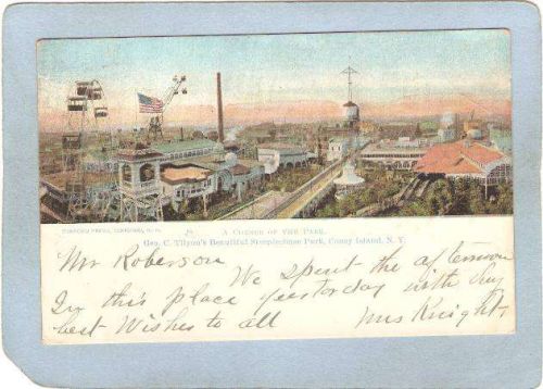 New York Coney Island Amusement Park Postcard Steplechase Park A Corner Of~385