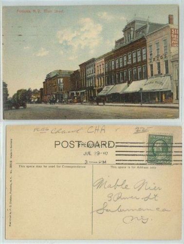 New York Fredonia Main St Unpaved Road Horses and Wagons Old Buildings~136