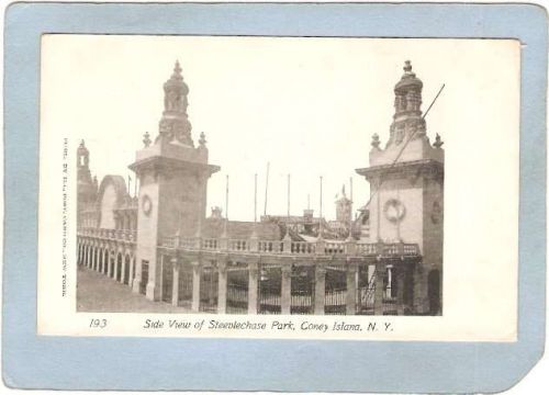 New York Coney Island Amusement Park Postcard Side View Of Steeplechase Pa~382
