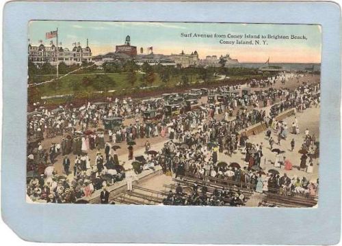 New York Coney Island Amusement Park Postcard Surf Ave From Coney Island T~361