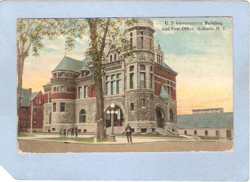 New York Auburn U S Government Building & Post Office Street Scene Interse~774