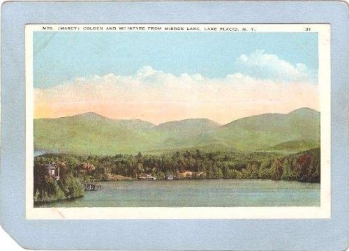 New York Lake Placid Mts Marcy Golden & McIntyre From Mirror Lake ny_box5~1715