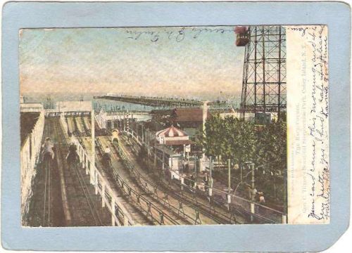 New York Coney Island Amusement Park Postcard Steeplechase Park The Race C~390