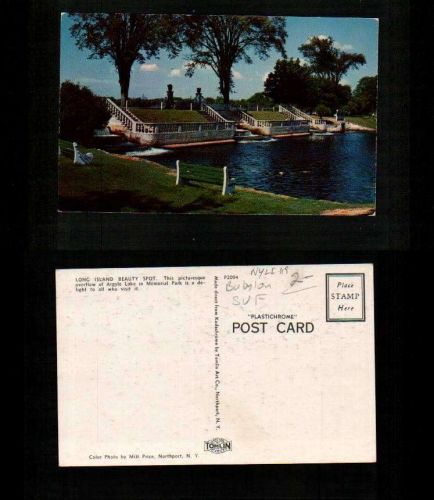 New York Babylon Long Island Postcard Picturesque overflow of Argyle Lake ~19