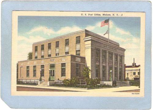 New York Malone U S Post Office Street Scene Intersection ny_box5~1885