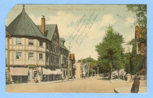New York Tarrytown Broadway and Main St Street Scene Intersection w/Old Bu~412