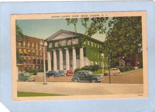 New York Auburn Cayuga County Court House Street Scene Intersection w/Old ~792