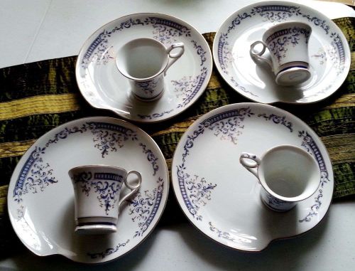 Vintage RENAISSANCE Gift Set 4 Snack Plates 4 Tea Cups Japanese White CeraStone