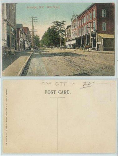 New York Randolph Main St. Horses and Wagons Unpaved Roadway Old Buildings~120