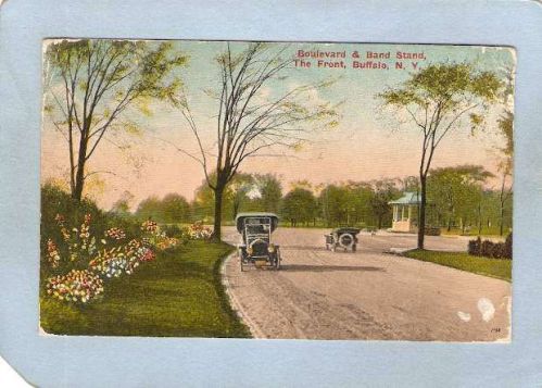 New York Buffalo Boulevard & Band Stand Street Scene w/Old Cars ny_box4X1~2899