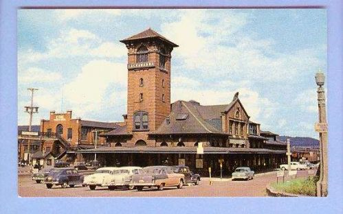 New York Binghamton Lackawanna Railroad Station View Large Old Brick Stati~210