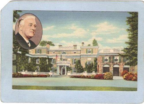 New York Hyde Park Home Of Franklin D Roosevelt w/Small Photo In Top Left ~2198