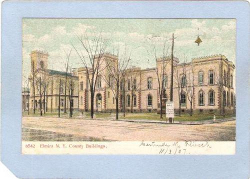 New York Elmira Chemung County Buildings Street Scene Intersection w/Troll~1078