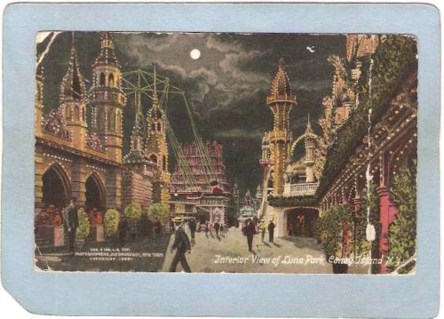 New York Coney Island Amusement Park Postcard Luna Park Interior View At N~469