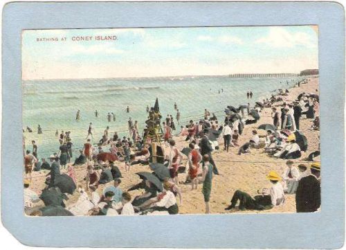 New York Coney Island Amusement Park Postcard Bathing At Coney Island top_~345